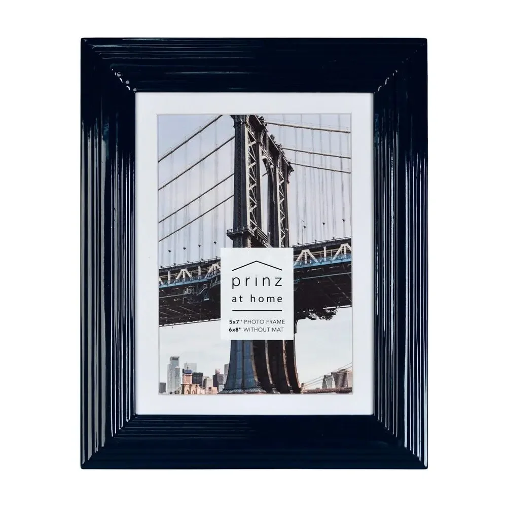 PRINZ Midtown High Gloss 5 x 7 Molded Modern‎ Picture Frame, Blue-Dark 5x7